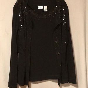 NWOT Chicos 2 piece Black sequined tank and jacket Size 1/M/8